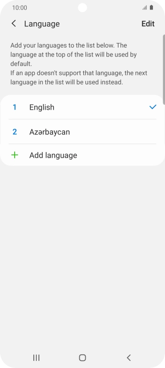 To subsequently select another language as the default language, press the required language.