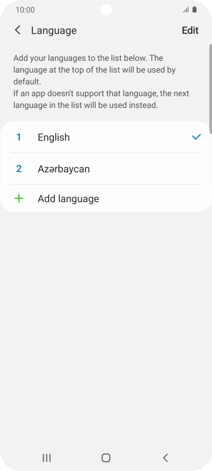 To subsequently select another language as the default language, press the required language.