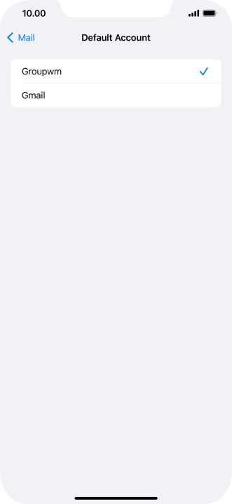 Press the required email account to select the email account as your default account.