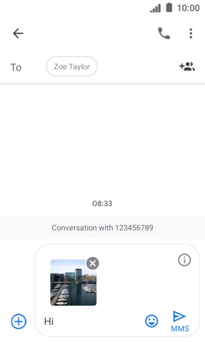 Press the send icon when you've finished your picture message.