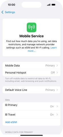 Press Mobile Data.