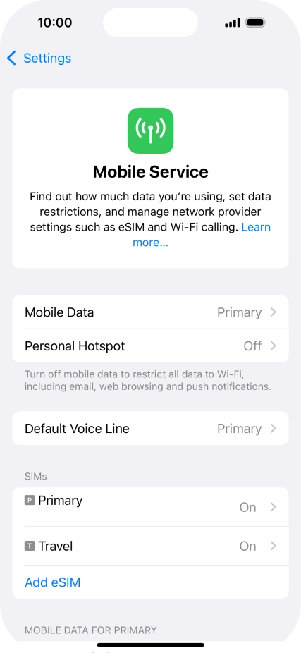 Press Mobile Data.