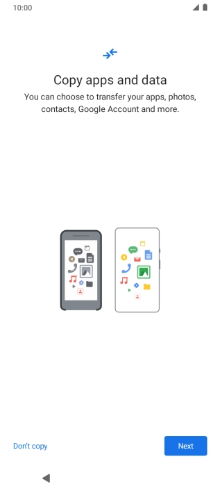 You can transfer the contents of another phone to your phone when it's activated for the first time and after a factory reset. When this screen is displayed, your phone is ready to transfer contents from another phone.