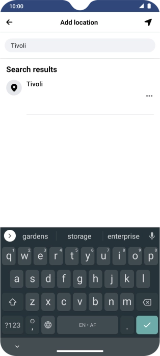 Press the required location.