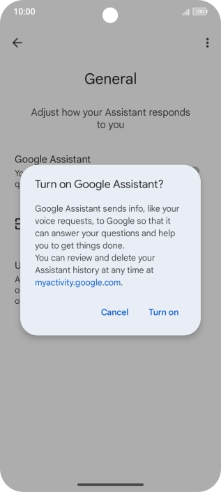If you turn on the function, press Turn on.
