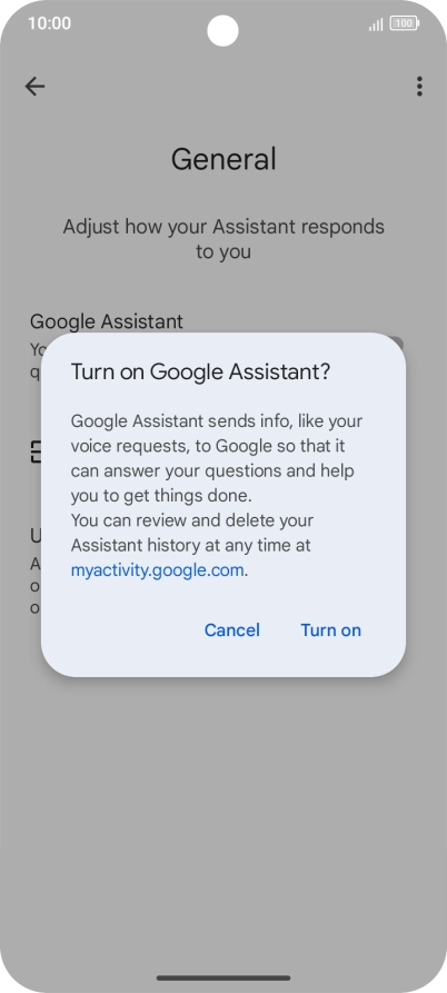 If you turn on the function, press Turn on.