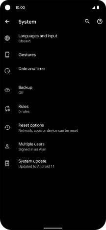 Press Reset options.