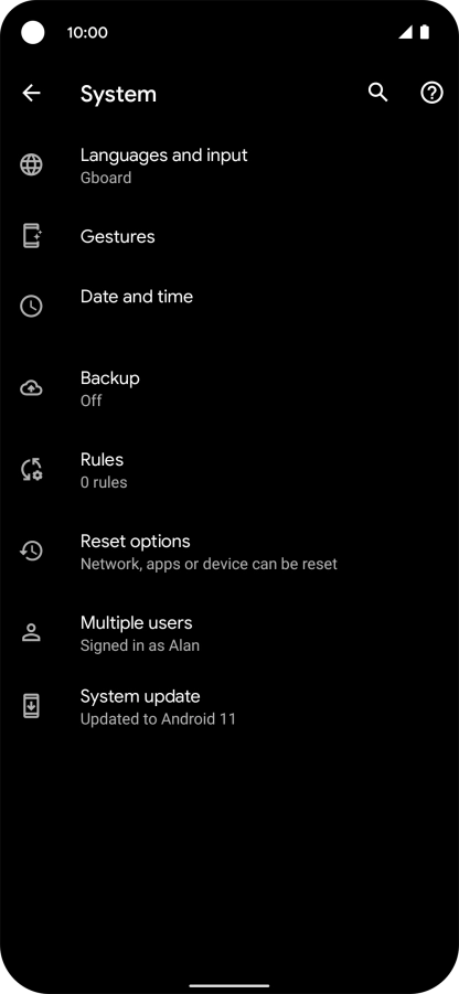 Press Reset options.