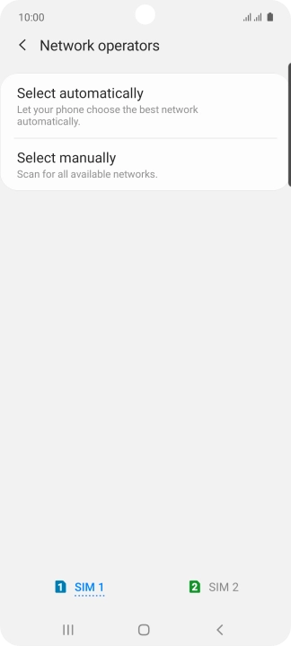 Press Select manually and your phone will search for networks.