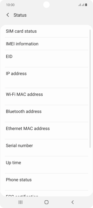 Your phone's EID number is displayed below EID.