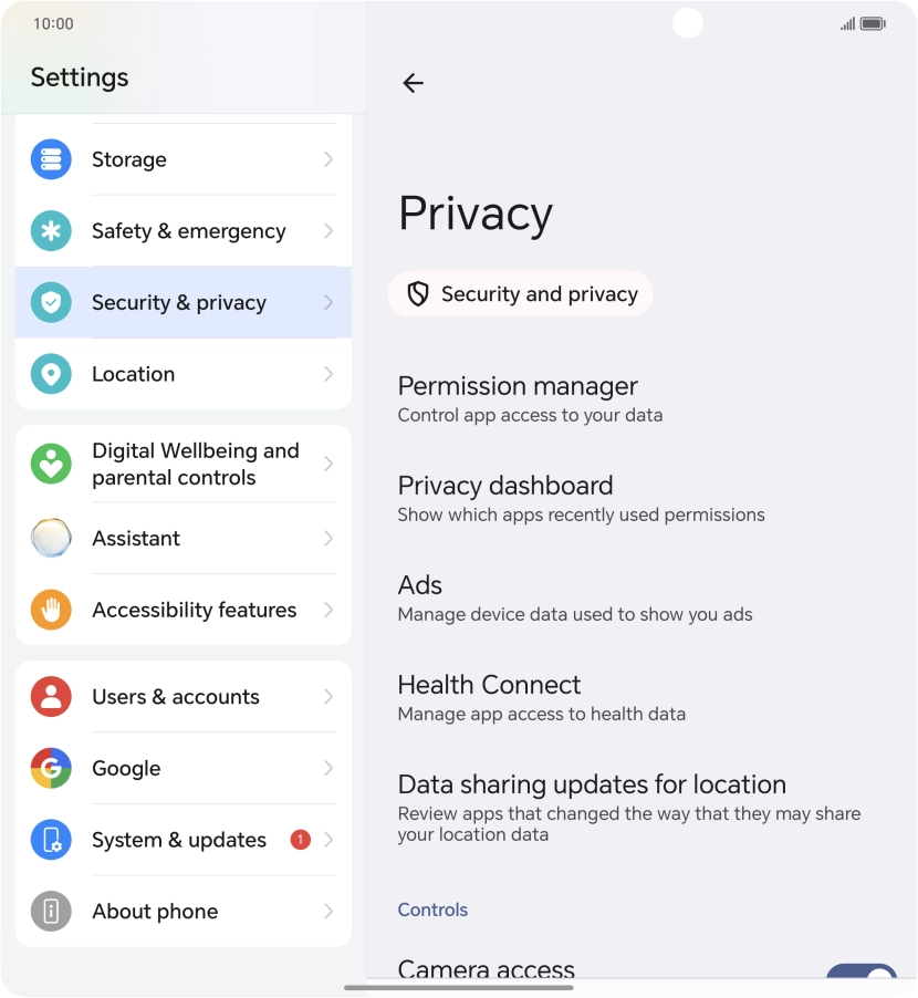 Press Permission manager.