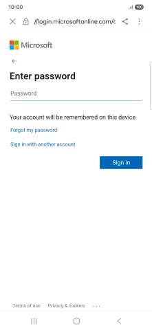 Press Password and key in the password for your email account.