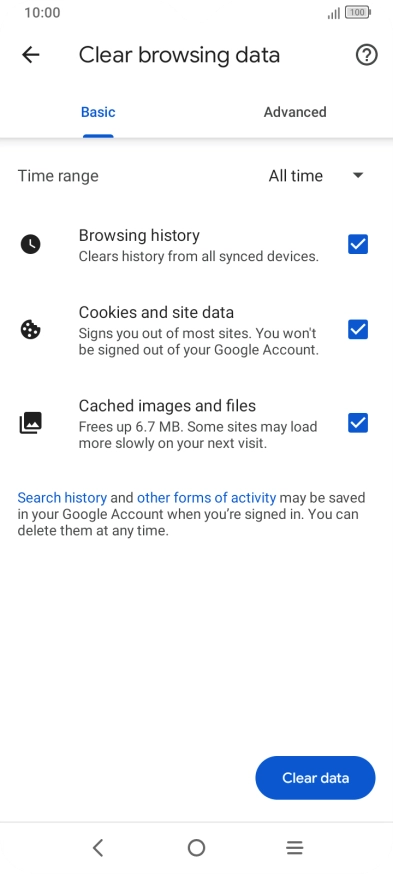 Press the fields next to the required data types.