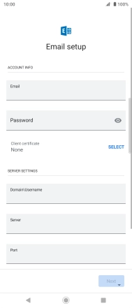 Press Password and key in the password for your email account.