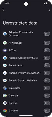Press the indicators next to the required apps to turn the function on or off.