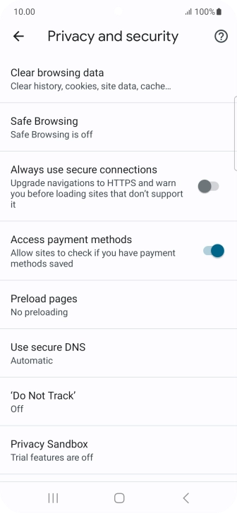 Press Clear browsing data.