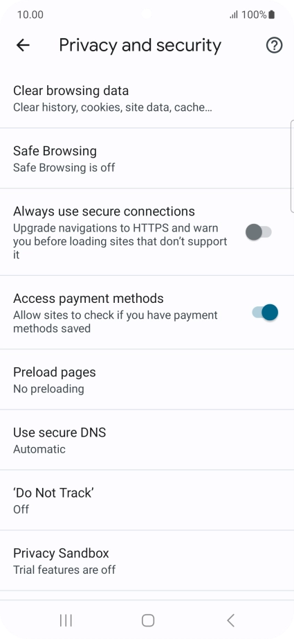 Press Clear browsing data.