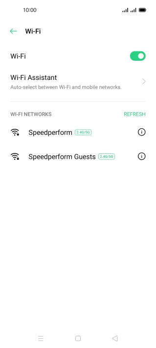 Press the required Wi-Fi network.