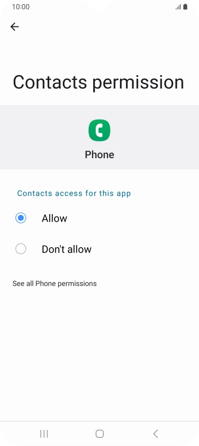 Press the required setting.