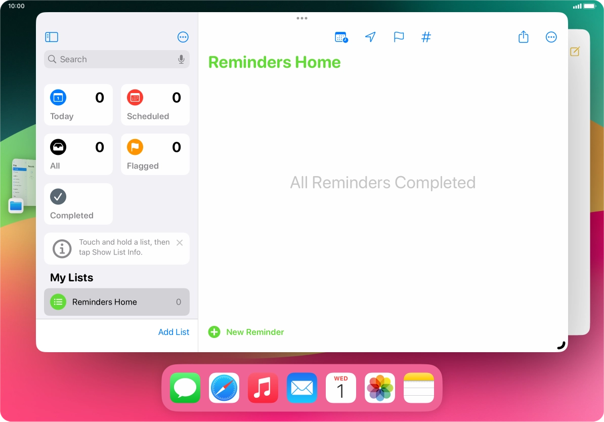 Press the required application in Dock and drag it to the required location on the screen.