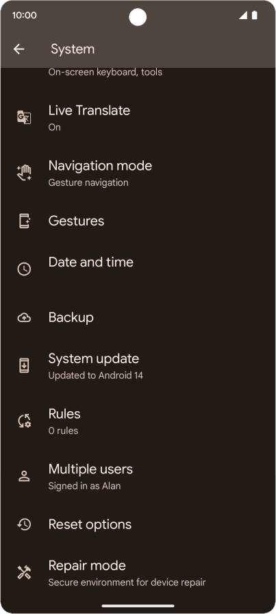 Press Reset options.
