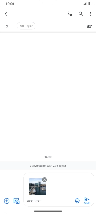 Press the text input field and write the text for your picture message.