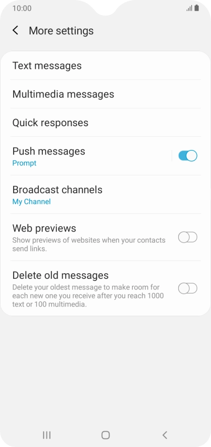 Press Text messages.