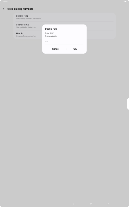 Key in your PIN2 and press OK. The default PIN2 is 1111.