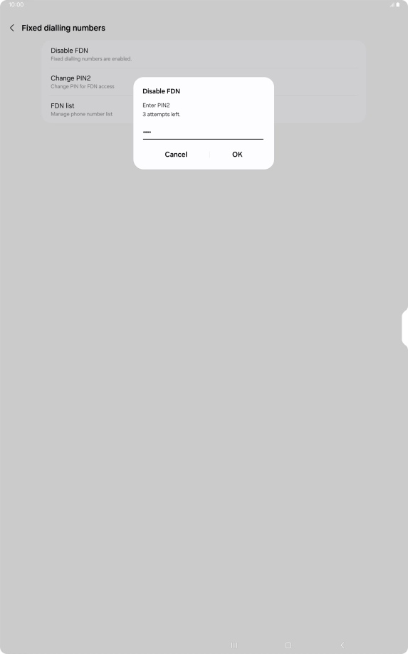 Key in your PIN2 and press OK. The default PIN2 is 1111.