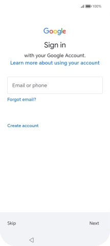 Press Email or phone and key in the username for your Google account.