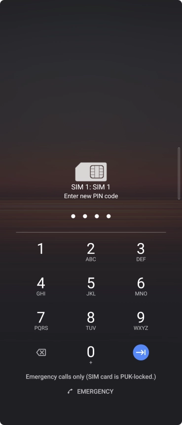 Key in a new four-digit PIN and press arrow right.