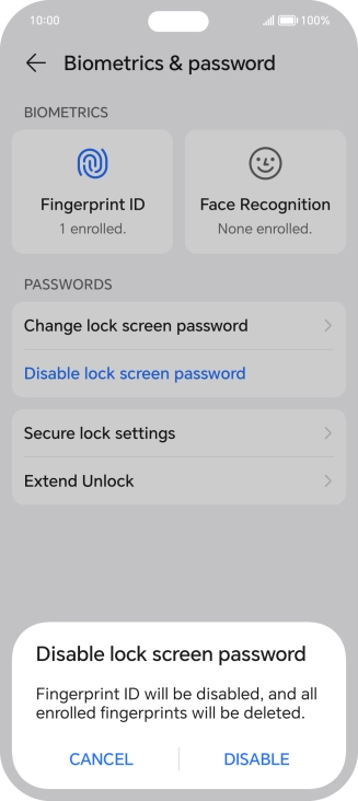 Press DISABLE.