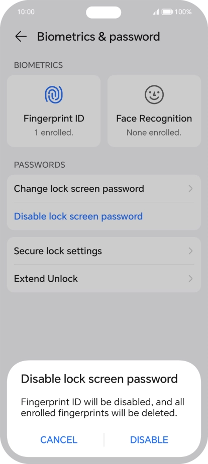 Press DISABLE.