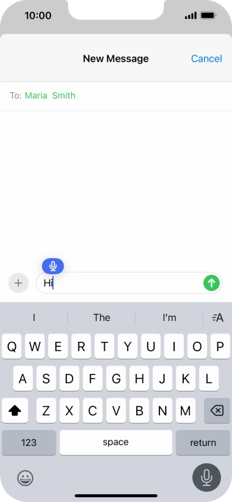 Press the microphone icon to end dictation.