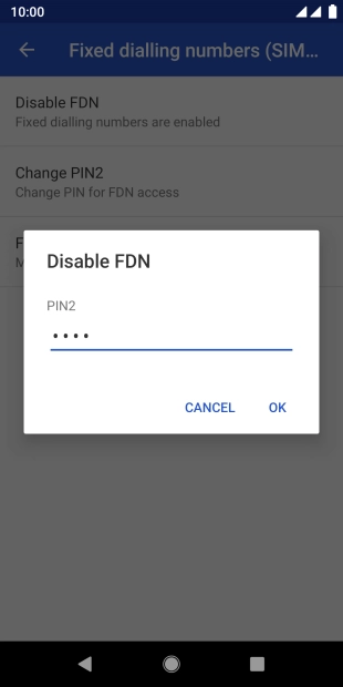 Key in your PIN2 and press OK. The default PIN2 is 1111.