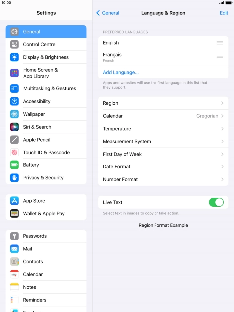 To subsequently select another language as the default language, press the move icon next to the required language and drag it to the top of the list.