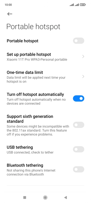 Press Set up portable hotspot.
