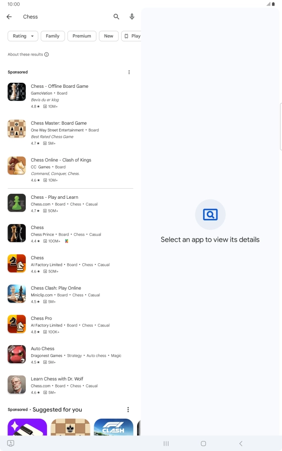 Press the required app.