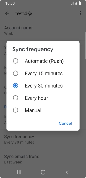 Press the required setting.