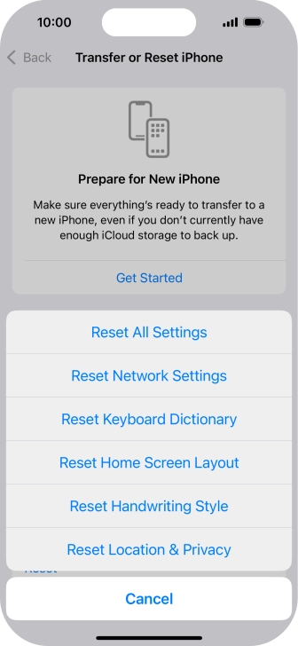 Press Reset All Settings.