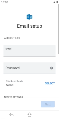 Press Password and key in the password for your email account.