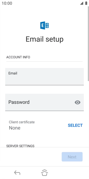 Press Password and key in the password for your email account.