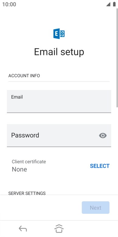 Press Password and key in the password for your email account.
