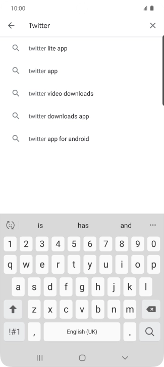 Key in Twitter and press the search icon.