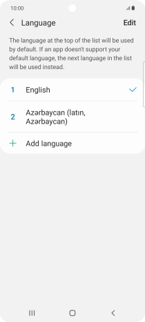 To subsequently select another language as the default language, press the required language.