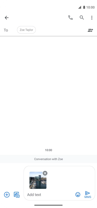 Press the text input field and write the text for your picture message.