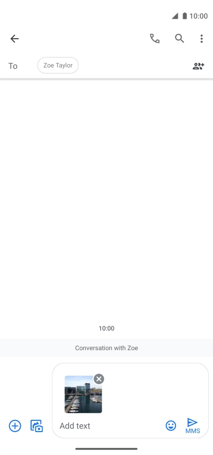 Press the text input field and write the text for your picture message.