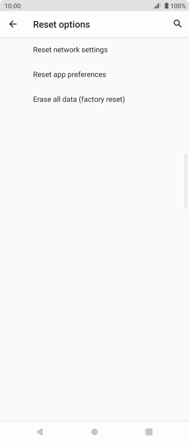 Press Erase all data (factory reset).