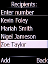 Select the required contact and press the Left selection key.
