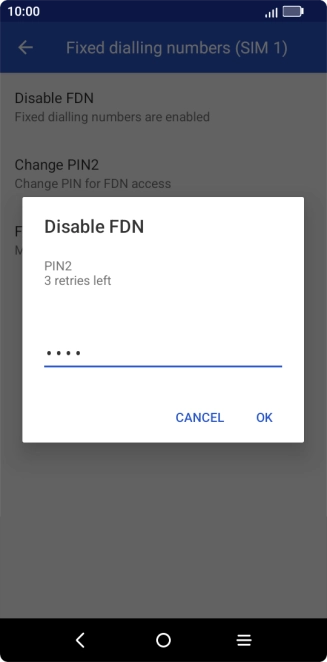 Key in your PIN2 and press OK. The default PIN2 is 1111.